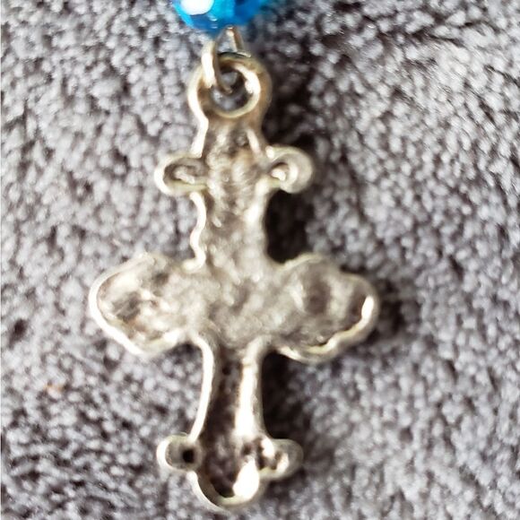 Pretty Dangle Silver Cross Pierced Earrings - Picture 3 of 3